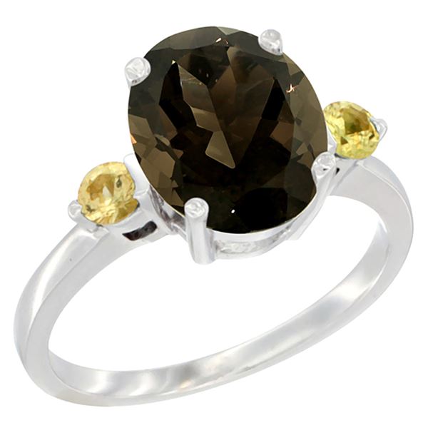 2.64 CTW Quartz & Yellow Sapphire Ring 10K White Gold - REF-24A5X