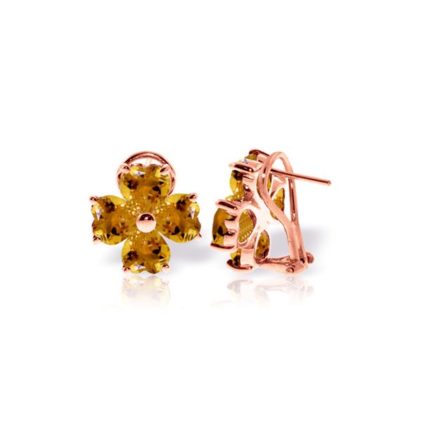 Genuine 6.5 ctw Citrine Earrings 14KT Rose Gold - REF-79V7W