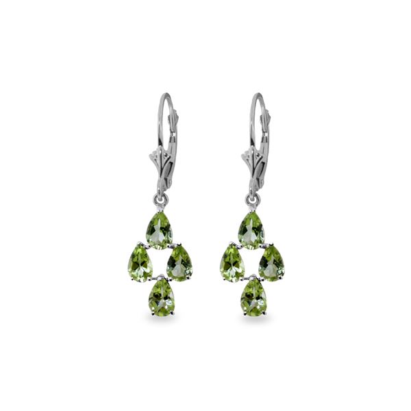 Genuine 4.5 ctw Peridot Earrings 14KT White Gold - REF-41A2K