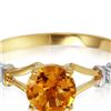 Image 1 : Genuine 1.02 ctw Citrine & Diamond Ring 14KT Yellow Gold - REF-28X3M