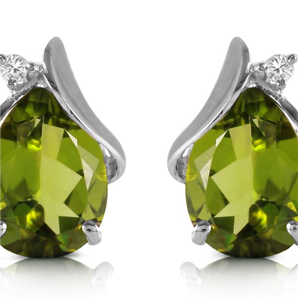 Genuine 4.26 ctw Peridot & Diamond Earrings 14KT White Gold - REF-46T2A