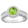 Image 1 : 1.20 CTW Peridot & Diamond Ring 14K White Gold - REF-86N4Y