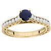 Image 1 : 0.90 CTW Blue Sapphire & Diamond Ring 14K Yellow Gold - REF-72M9A