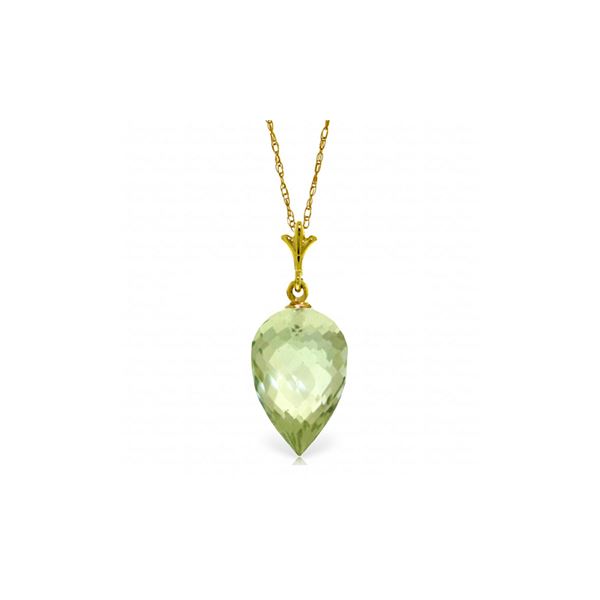 Genuine 9.5 ctw Green Amethyst Necklace 14KT Yellow Gold - REF-21V2W