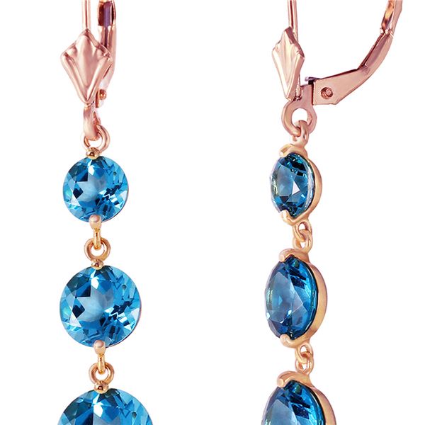 Genuine 7.2 ctw Blue Topaz Earrings 14KT Rose Gold - REF-42K6V