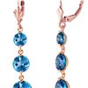 Image 1 : Genuine 7.2 ctw Blue Topaz Earrings 14KT Rose Gold - REF-42K6V