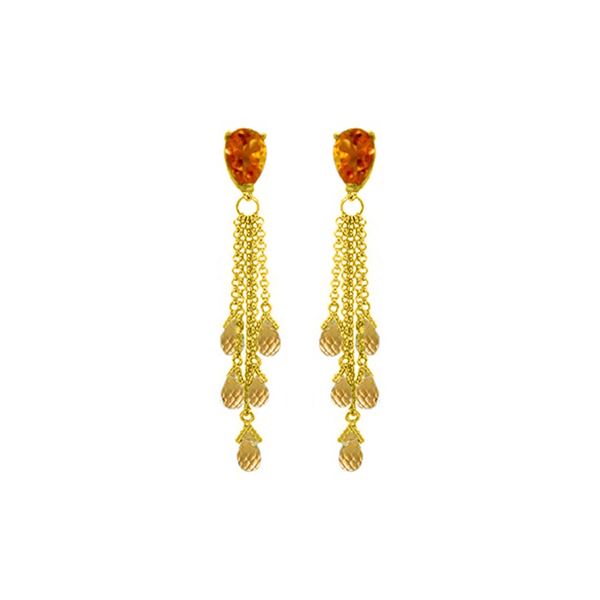 Genuine 15.5 ctw Citrine Earrings 14KT Yellow Gold - REF-51V8W