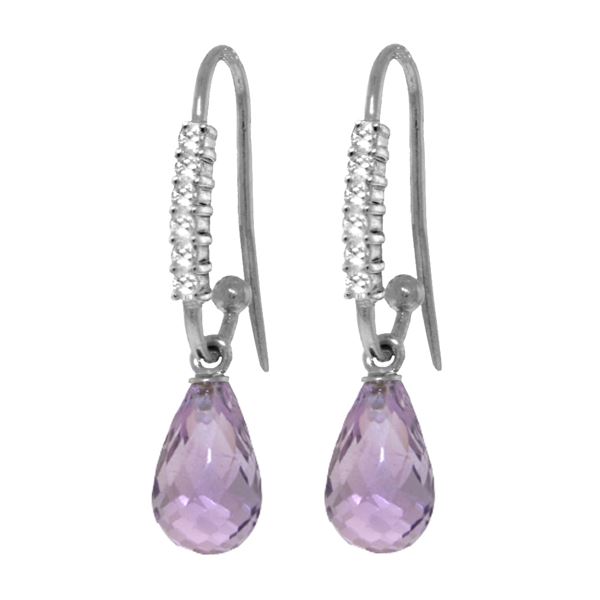 Genuine 4.68 ctw Amethyst & Diamond Earrings 14KT White Gold - REF-40F7Z