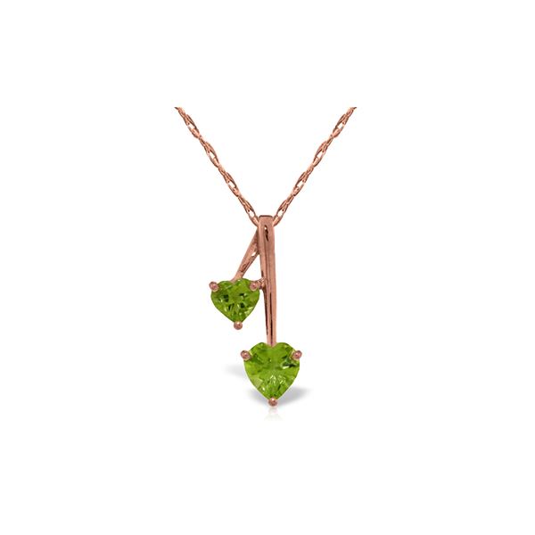 Genuine 1.40 ctw Peridot Necklace 14KT Rose Gold - REF-23N8R