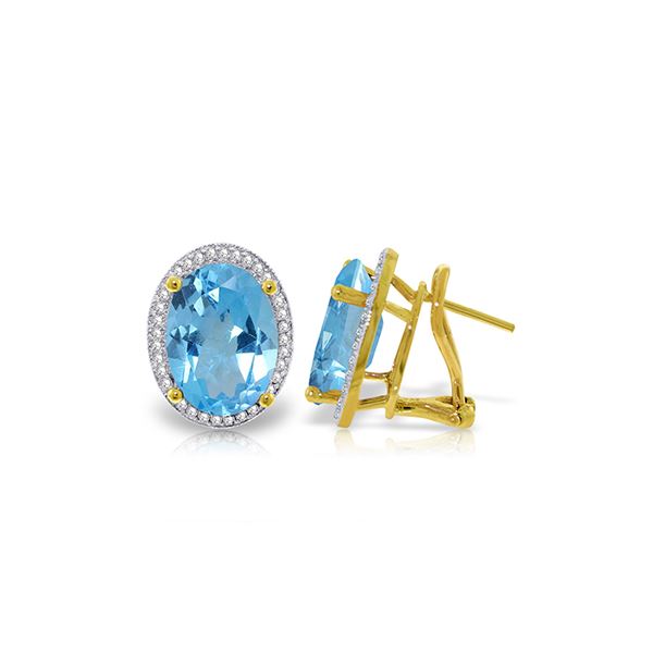 Genuine 15.16 ctw Blue Topaz & Diamond Earrings 14KT Yellow Gold - REF-132V6W