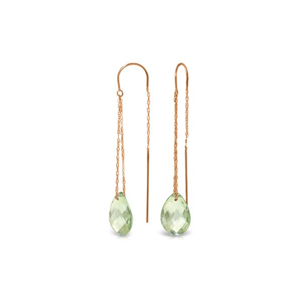 Genuine 6 ctw Green Amethyst Earrings 14KT Rose Gold - REF-21Z9N