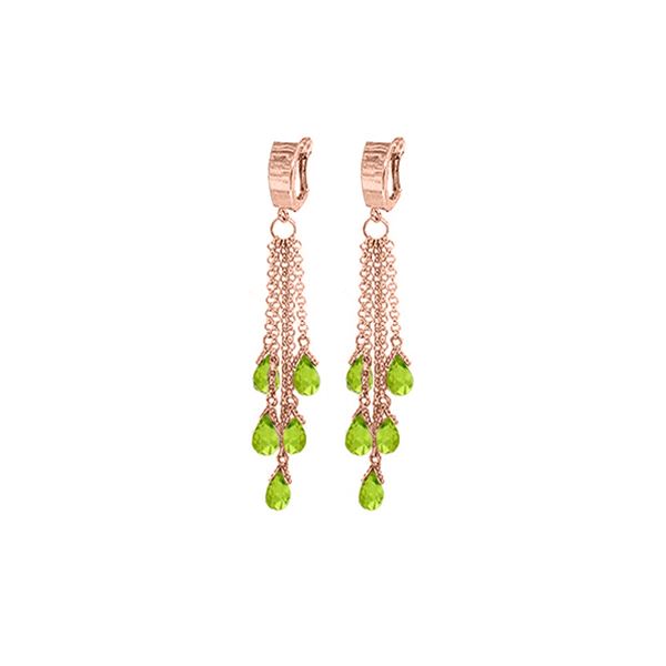 Genuine 7.3 ctw Peridot Earrings 14KT Rose Gold - REF-62X3M