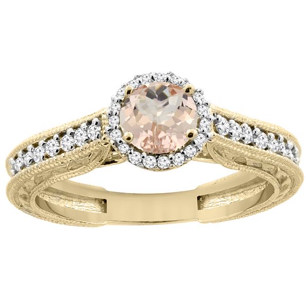0.94 CTW Morganite & Diamond Ring 14K Yellow Gold - REF-60M3A