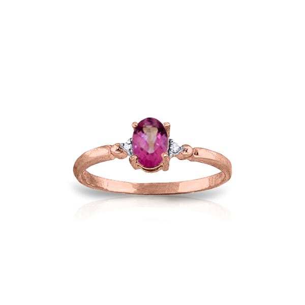 Genuine 0.46 ctw Pink Topaz & Diamond Ring 14KT Rose Gold - REF-27H3X