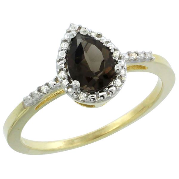 1.55 CTW Quartz & Diamond Ring 10K Yellow Gold - REF-20Y7V