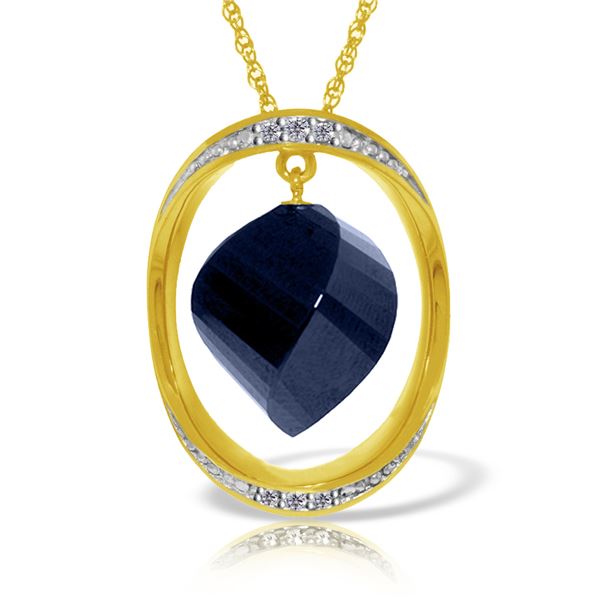 Genuine 15.35 ctw Sapphire & Diamond Necklace 14KT Yellow Gold - REF-124F2Z