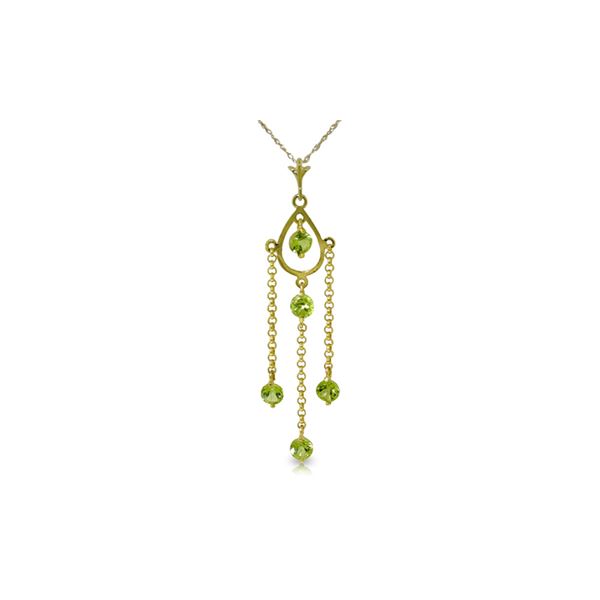 Genuine 1.50 ctw Peridot Necklace 14KT Yellow Gold - REF-29H7X