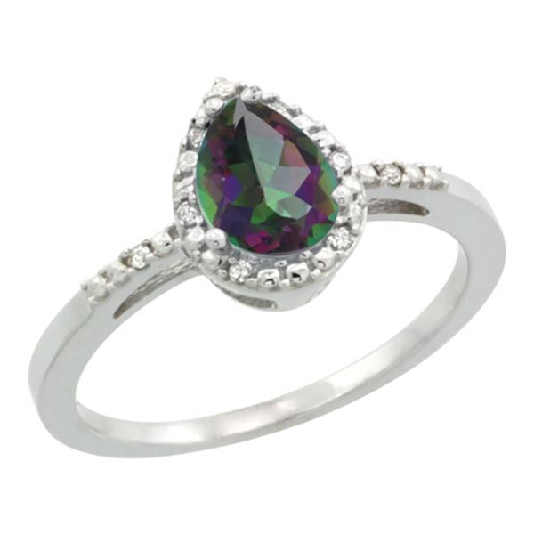 1.55 CTW Mystic Topaz & Diamond Ring 10K White Gold - REF-20K7W