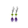 Image 1 : Genuine 4.5 ctw Amethyst & Peridot Earrings 14KT White Gold - REF-41W4Y