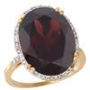 Image 1 : 13.71 CTW Garnet & Diamond Ring 10K Yellow Gold - REF-77R5H