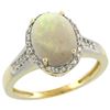 Image 1 : 2.60 CTW Opal & Diamond Ring 14K Yellow Gold - REF-54H4M