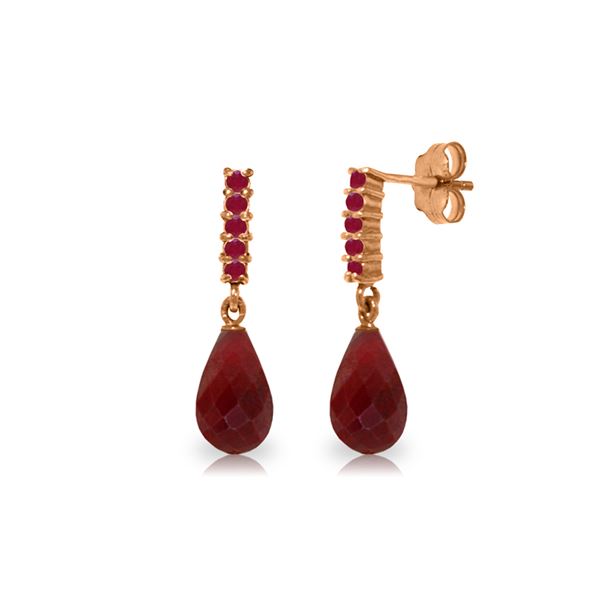 Genuine 7 ctw Ruby Earrings 14KT Rose Gold - REF-32Y3F