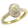 Image 1 : 0.61 CTW Opal & Diamond Ring 10K Yellow Gold - REF-31R3H