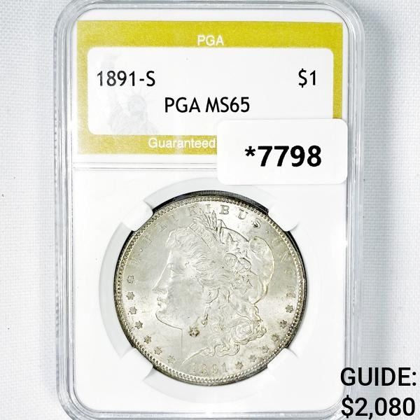 1891-S Morgan Silver Dollar PGA-MS65