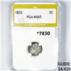 Image 1 : 1833 Capped Bust Nickel PGA-MS65
