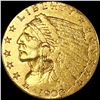 Image 1 : 1908 $2.50 Gold Quarter Eagle LIGHTLY CIRCULATED