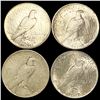 Image 2 : (4) Peace Silver Dollars