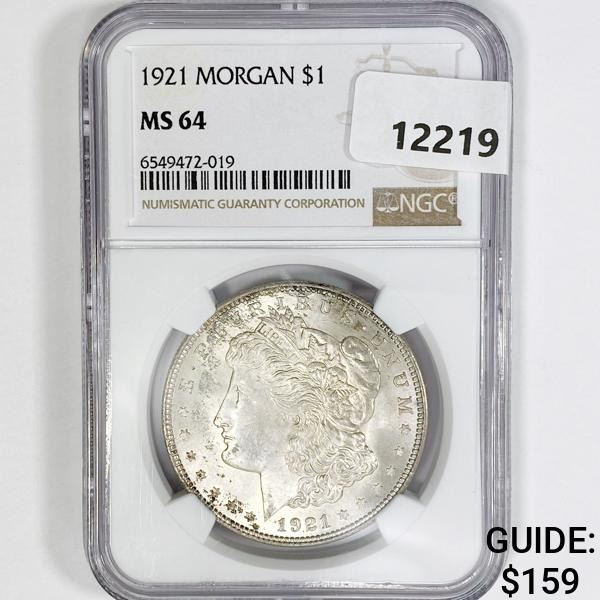 1921 Morgan Silver Dollar NGC-MS64