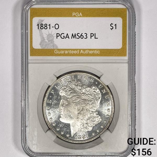 1881-O Morgan Silver Dollar PGA-MS63 PL
