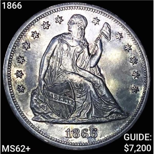 1866 Seated Liberty Dollar UNCIRCULATED +