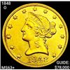 1848-O $10 Gold Eagle CHOICE BU+