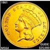 1861 $3 Gold Piece CHOICE BU