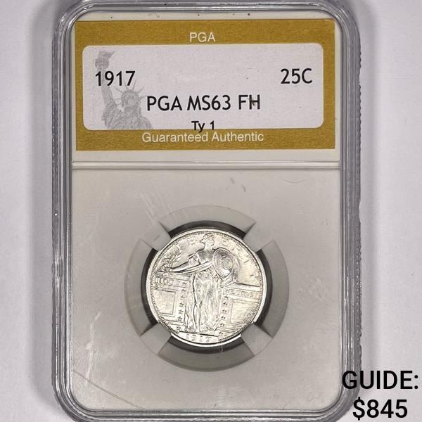 1917 Standing Liberty Quarter PGA-MS63 FH, Ty 1