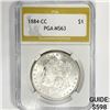 1884-CC Morgan Silver Dollar PGA-MS 63