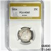 Image 1 : 1854 Arrows Seated Liberty Quarter PGA-MS60