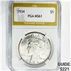 1934 Silver Peace Dollar PGA-MS 61