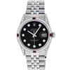 Image 2 : Rolex Mens Stainless Steel Black Diamond Lugs & Ruby Datejust Wristwatch