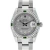 Image 1 : Rolex Womens Midsize 31mm Slate Grey String Diamond & Emerald Datejust Wristwatc