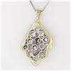 Image 5 : 14k Two Tone Gold 1.06 ctw Bezel Set Diamond Freeform Bubble 18" Pendant Necklac