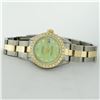 Image 8 : Rolex Ladies 2T Green Diamond Datejust Wristwatch With Oyster Band