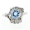 Image 4 : Art Deco 14k White Gold 1.45 ctw Round Aquamarine and Diamond Cocktail Ring