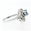 Image 5 : Art Deco 14k White Gold 1.45 ctw Round Aquamarine and Diamond Cocktail Ring