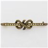 Image 1 : Antique Victorian 15k Yellow Gold Seed Pearl Knot Bar Pin Brooch