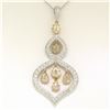 Image 4 : 18k White and Yellow Gold 2.10 ctw White and Yellow Diamond Dangle Pendant Neckl