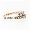Image 5 : New 14k Rose Gold Emerald Cut & Round Diamond Moi et Toi Bypass Stack Band Ring
