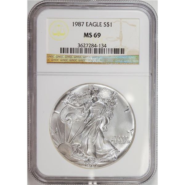 1987 American Silver Eagle .999 Fine Silver Dollar Coin NGC MS69